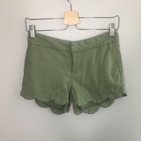 Francesca's Collections Pants - SOLD Blue Rain Green Scalloped Hem Shorts #083